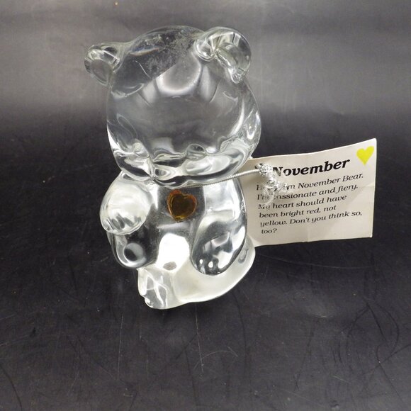 Vintage Fenton November Glass Teddy Bear/ November Birthday/ Hand Made - Picture 1 of 5